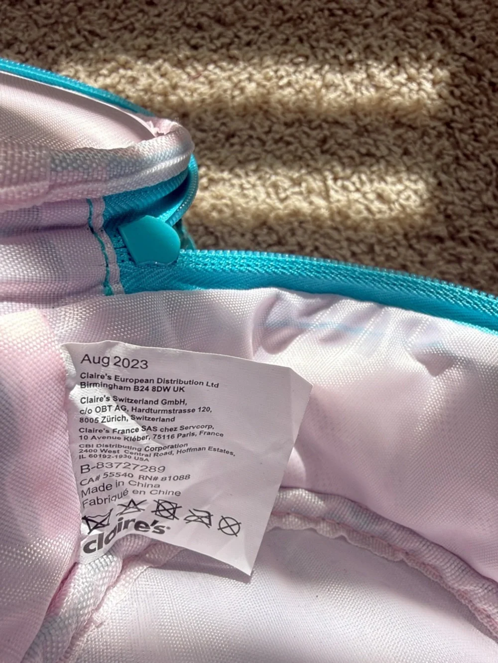 Claire's Pink Donut Shaker Crossbody with Teal Strap